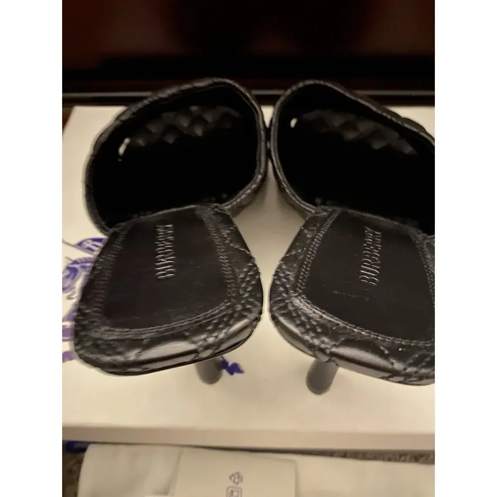 Burberry Quilted Leather Mule Blk NIB Sz 7 Authentic - Picture 5 of 10